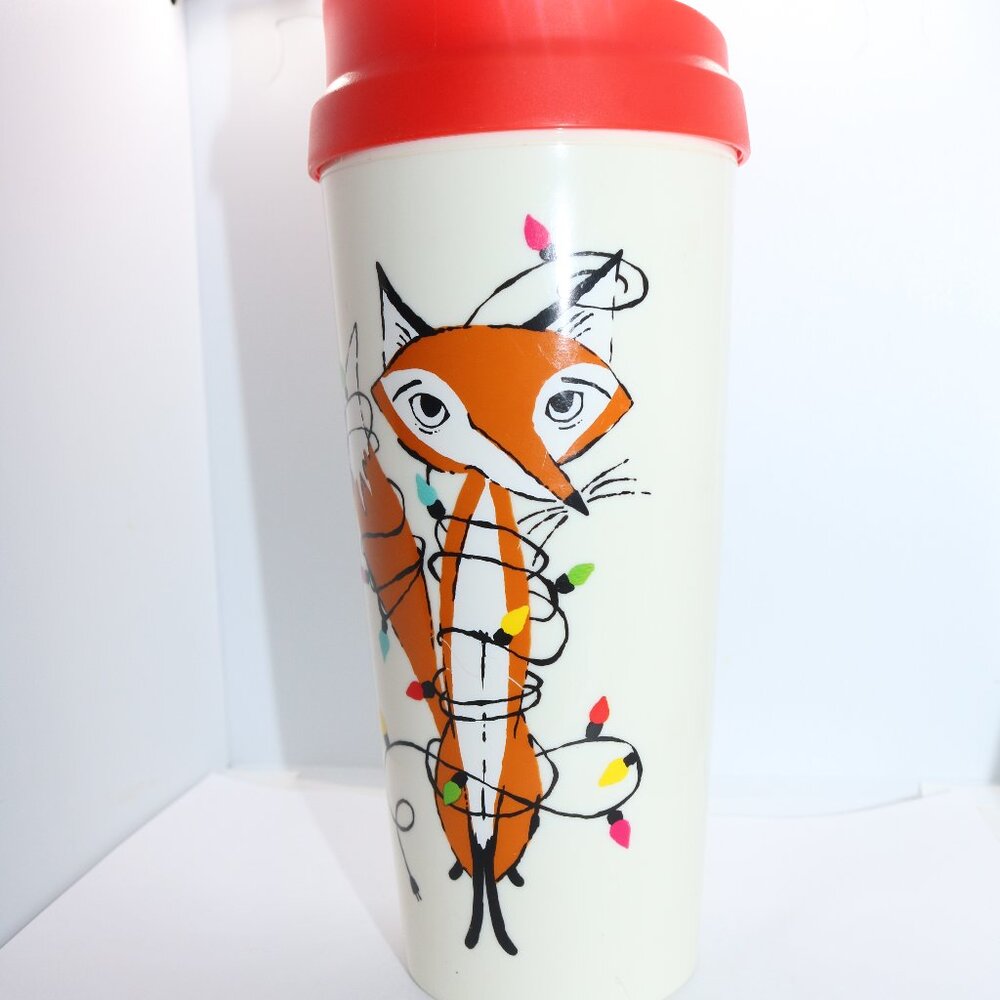 Kate Spade Christmas lights Festive Fox 16oz Tumbler with lid